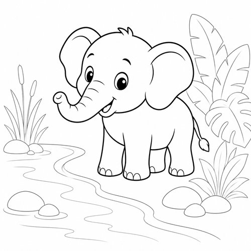 Cute-Elephant-Coloring-Pages-Beside-a-Jungle-River.png